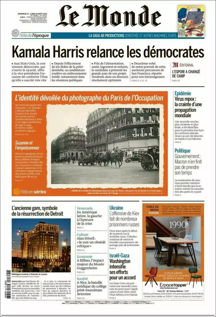 Prima-pagina-le monde-edizione-di-oggi-2024-08-19