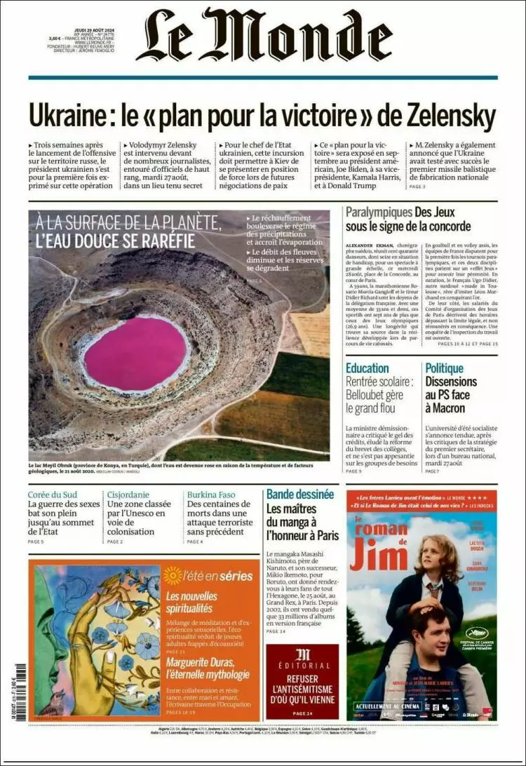 Prima-pagina-le monde-edizione-di-oggi-2024-08-29