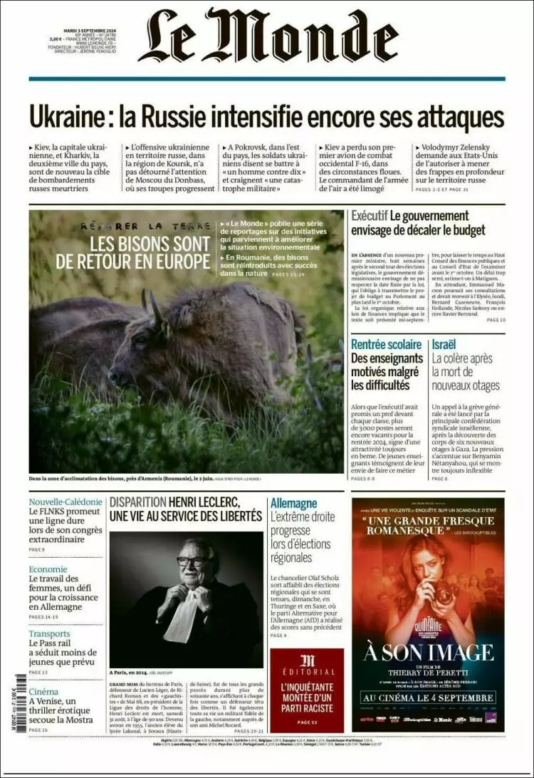 Prima-pagina-le monde-edizione-di-oggi-2024-09-03