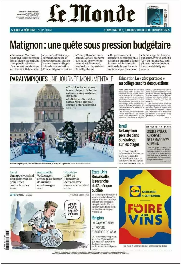 Prima-pagina-le monde-edizione-di-oggi-2024-09-04