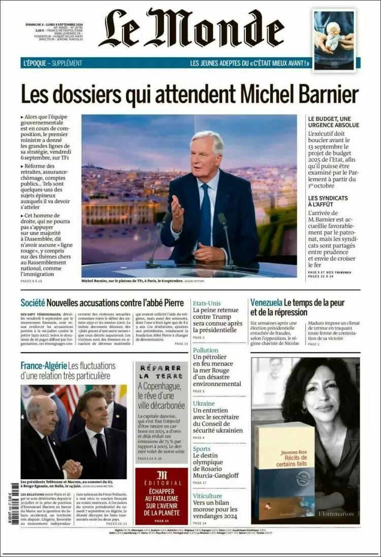 Prima-pagina-le monde-edizione-di-oggi-2024-09-09