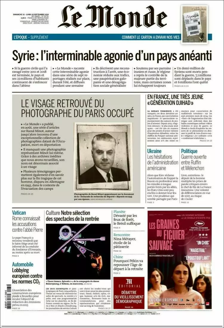 Prima-pagina-le monde-edizione-di-oggi-2024-09-16