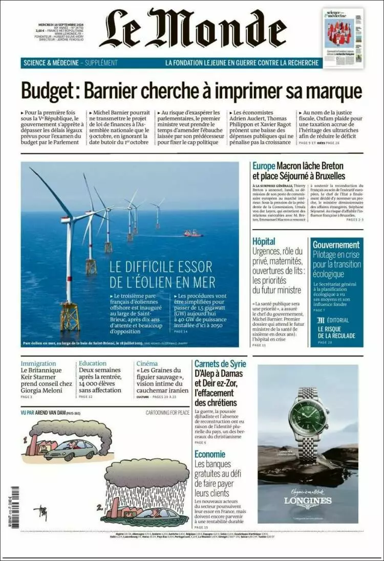 Prima-pagina-le monde-edizione-di-oggi-2024-09-18