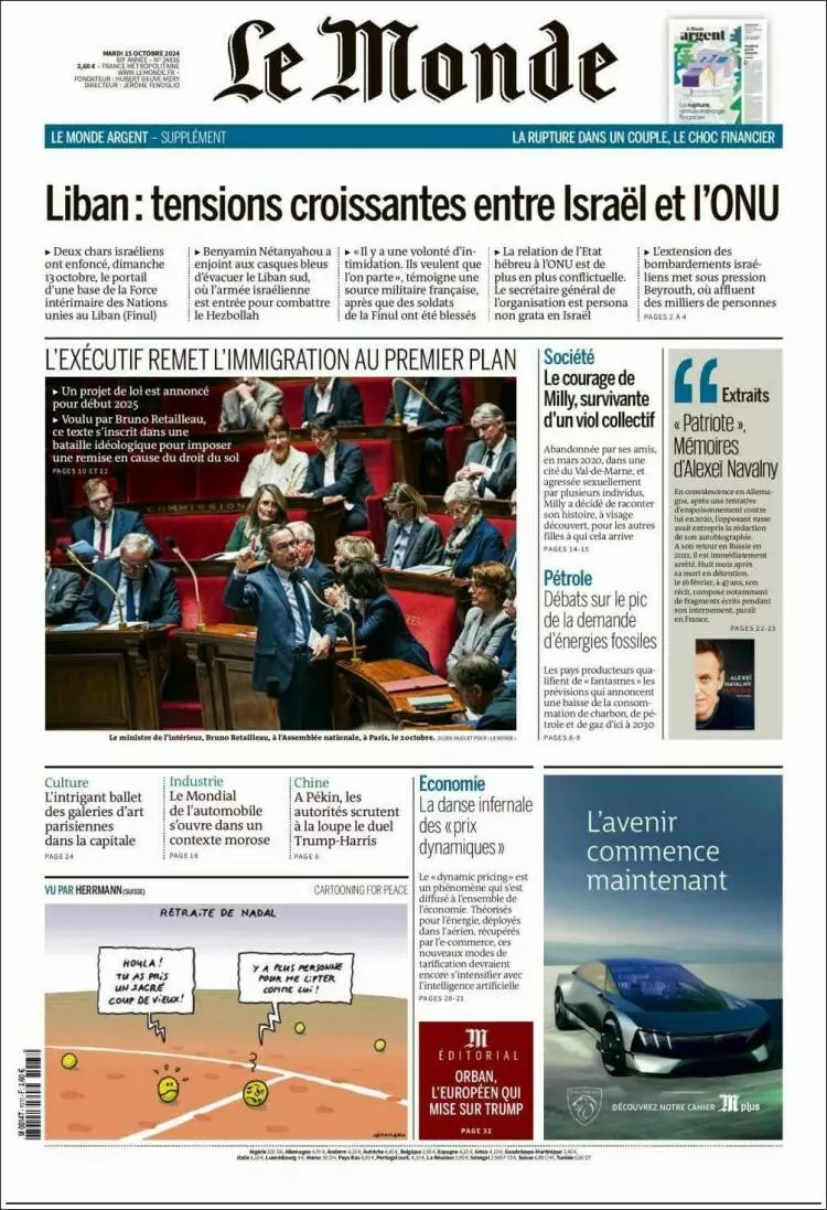 Prima-pagina-le monde-edizione-di-oggi-2024-10-15