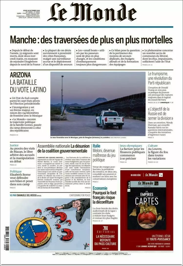 Prima-pagina-le monde-edizione-di-oggi-2024-10-24