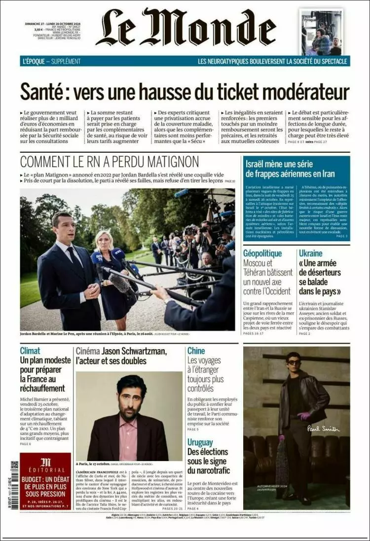 Prima-pagina-le monde-edizione-di-oggi-2024-10-28