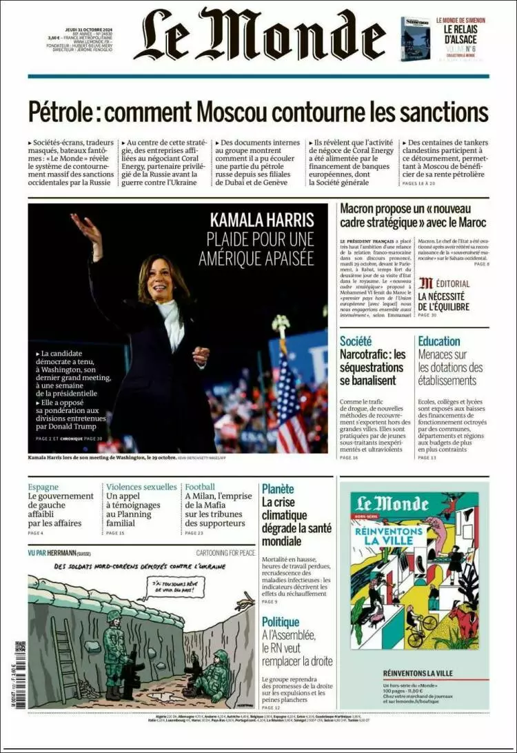 Prima-pagina-le monde-edizione-di-oggi-2024-10-31