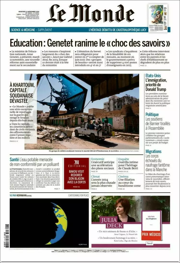 Prima-pagina-le monde-edizione-di-oggi-2024-11-13