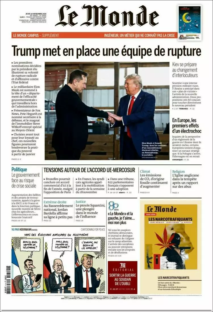 Prima-pagina-le monde-edizione-di-oggi-2024-11-14