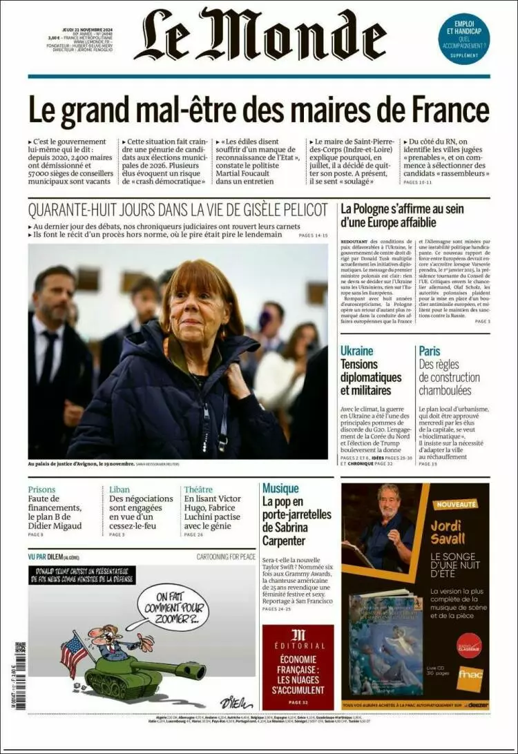 Prima-pagina-le monde-edizione-di-oggi-2024-11-21