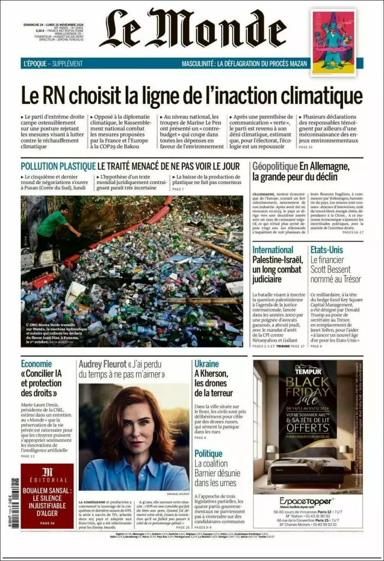 Prima-pagina-le monde-edizione-di-oggi-2024-11-25