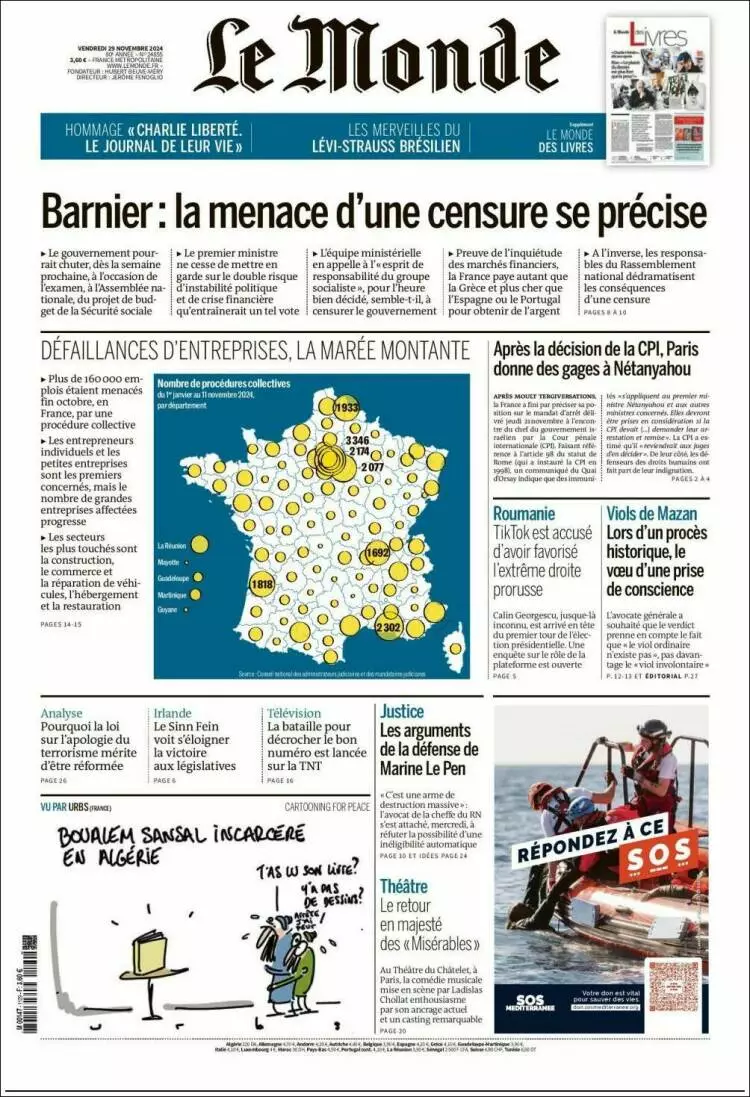 Prima-pagina-le monde-edizione-di-oggi-2024-11-29