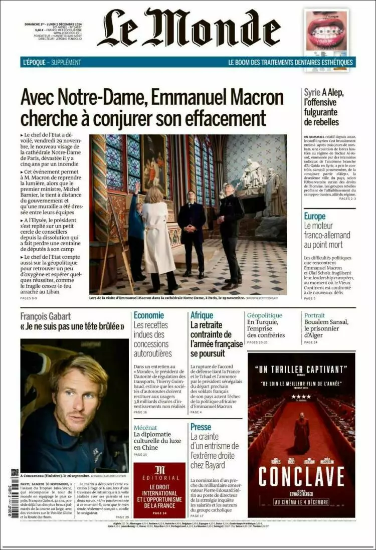 Prima-pagina-le monde-edizione-di-oggi-2024-12-02