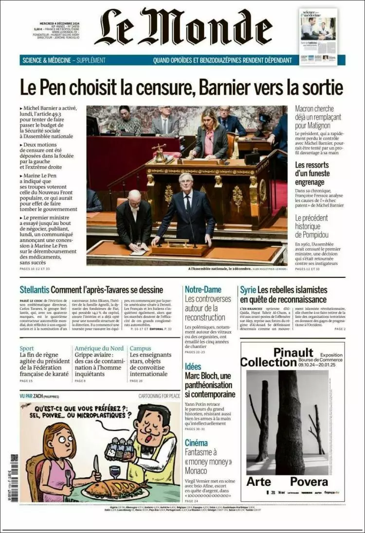 Prima-pagina-le monde-edizione-di-oggi-2024-12-04