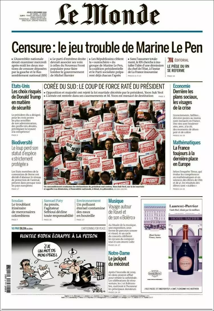 Prima-pagina-le monde-edizione-di-oggi-2024-12-05