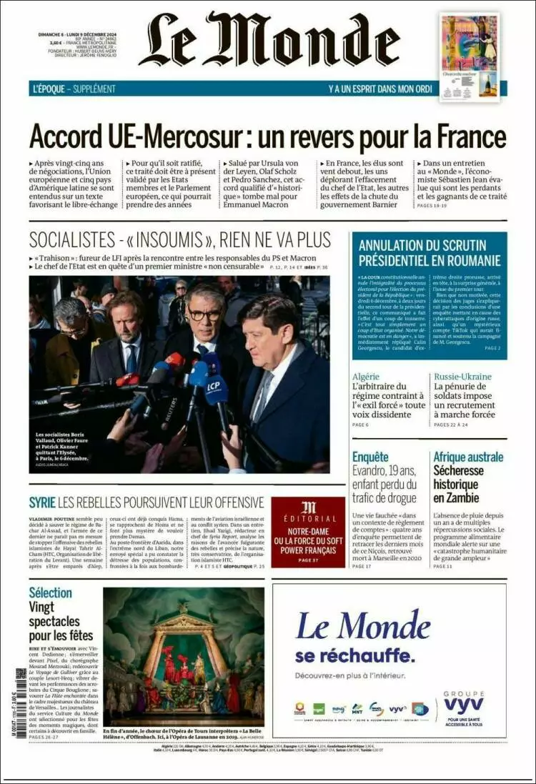 Prima-pagina-le monde-edizione-di-oggi-2024-12-09