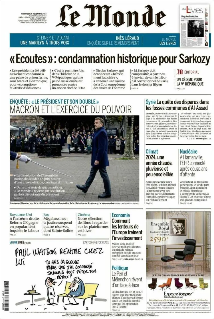 Prima-pagina-le monde-edizione-di-oggi-2024-12-20