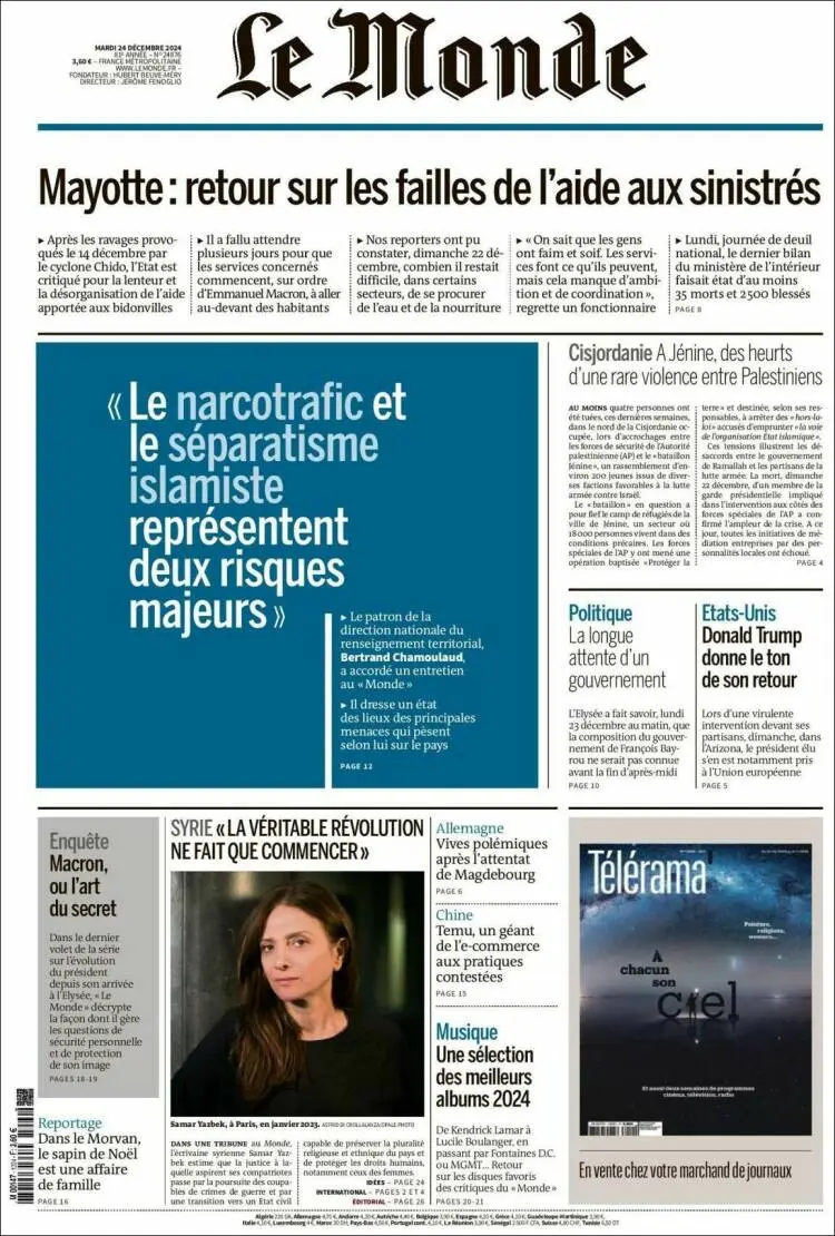 Prima-pagina-le monde-edizione-di-oggi-2024-12-24