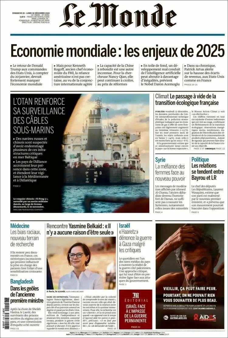 Prima-pagina-le monde-edizione-di-oggi-2024-12-30