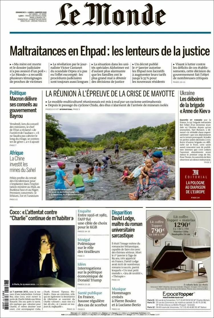 Prima-pagina-le monde-edizione-di-oggi-2025-01-06