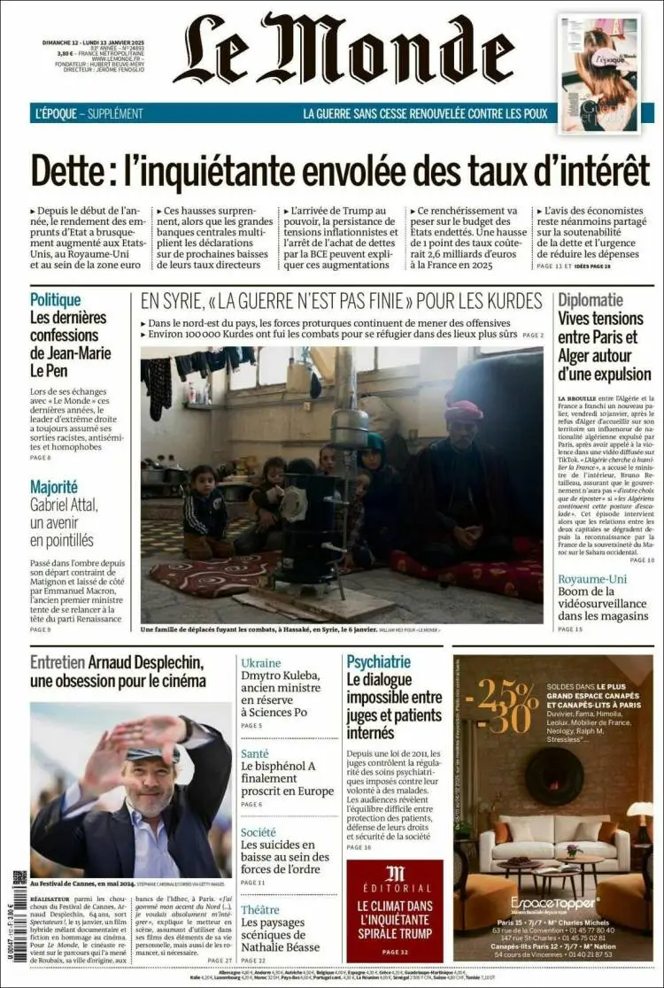 Prima-pagina-le monde-edizione-di-oggi-2025-01-13