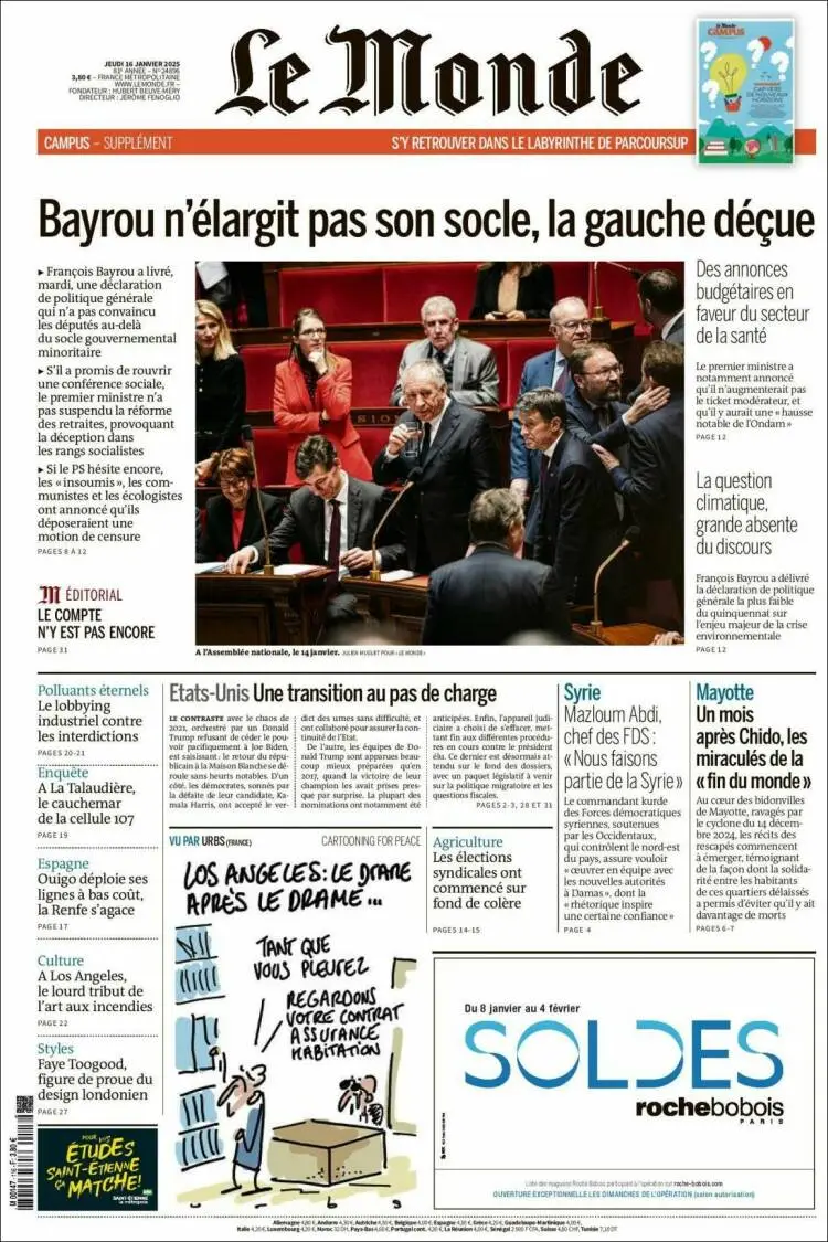 Prima-pagina-le monde-edizione-di-oggi-2025-01-16