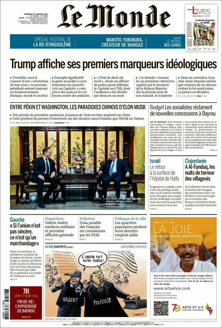 Prima-pagina-le monde-edizione-di-oggi-2025-01-24