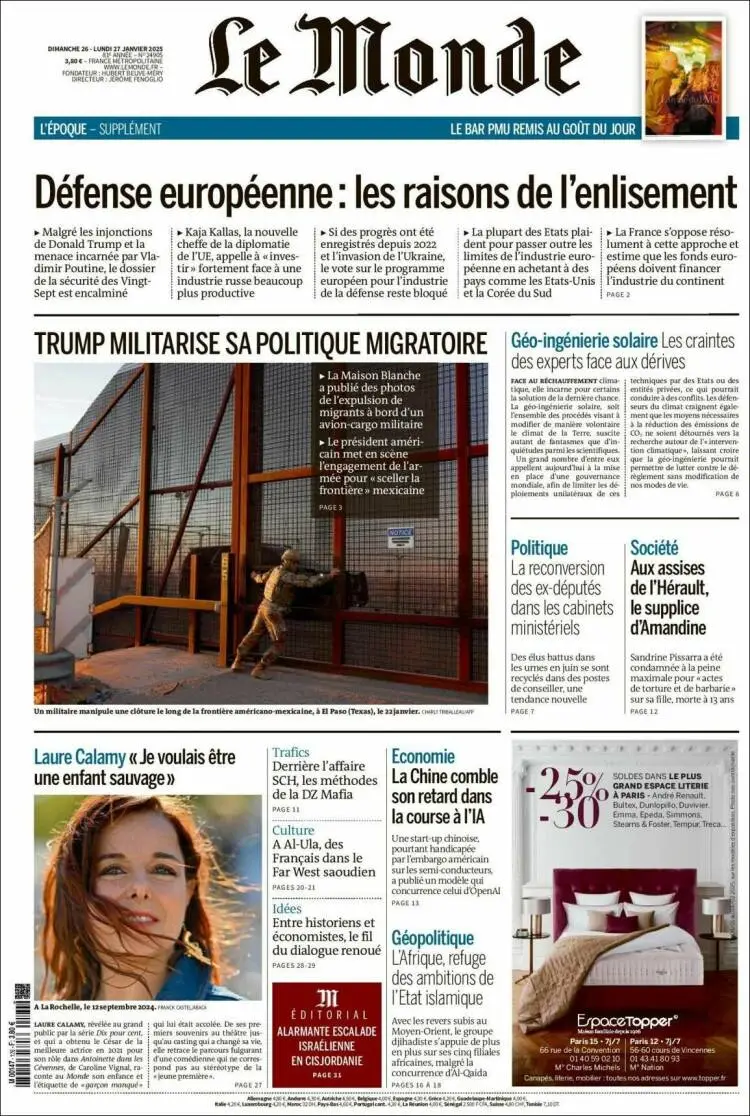 Prima-pagina-le monde-edizione-di-oggi-2025-01-27