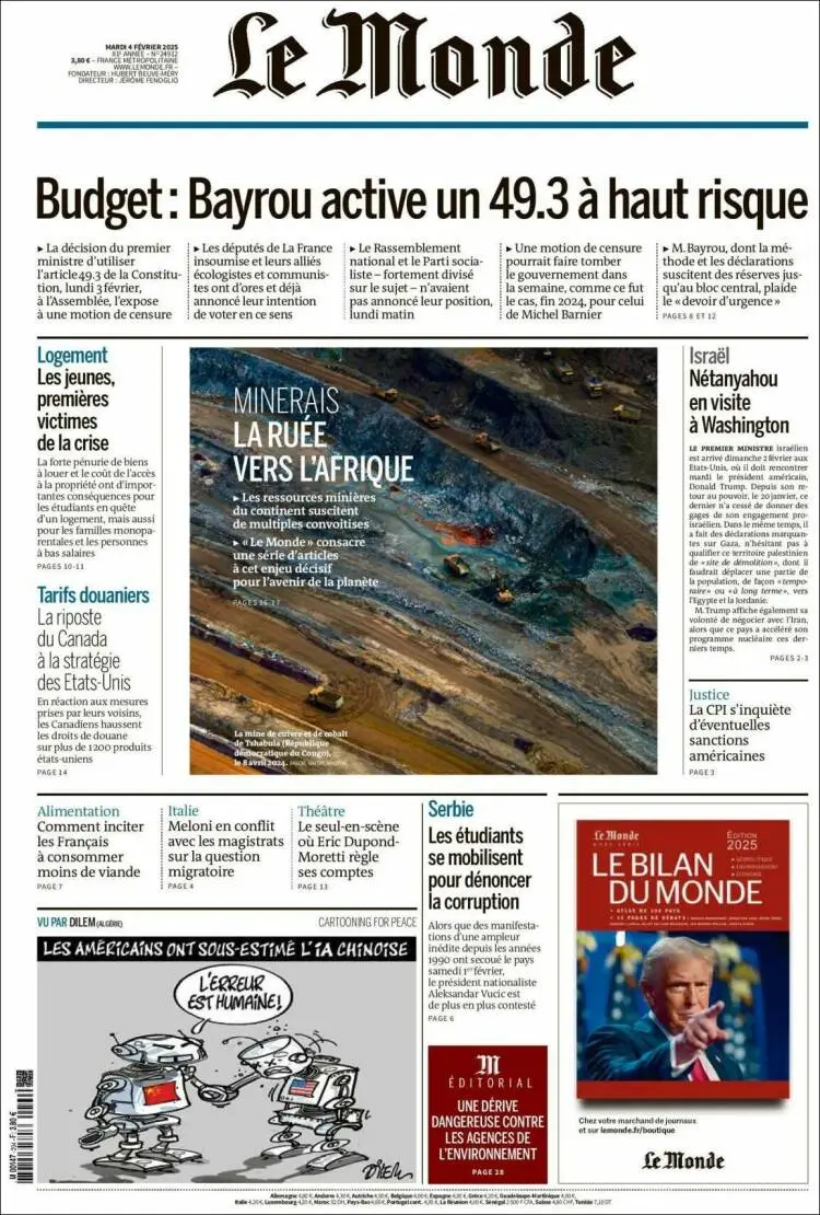 Prima-pagina-le monde-edizione-di-oggi-2025-02-04