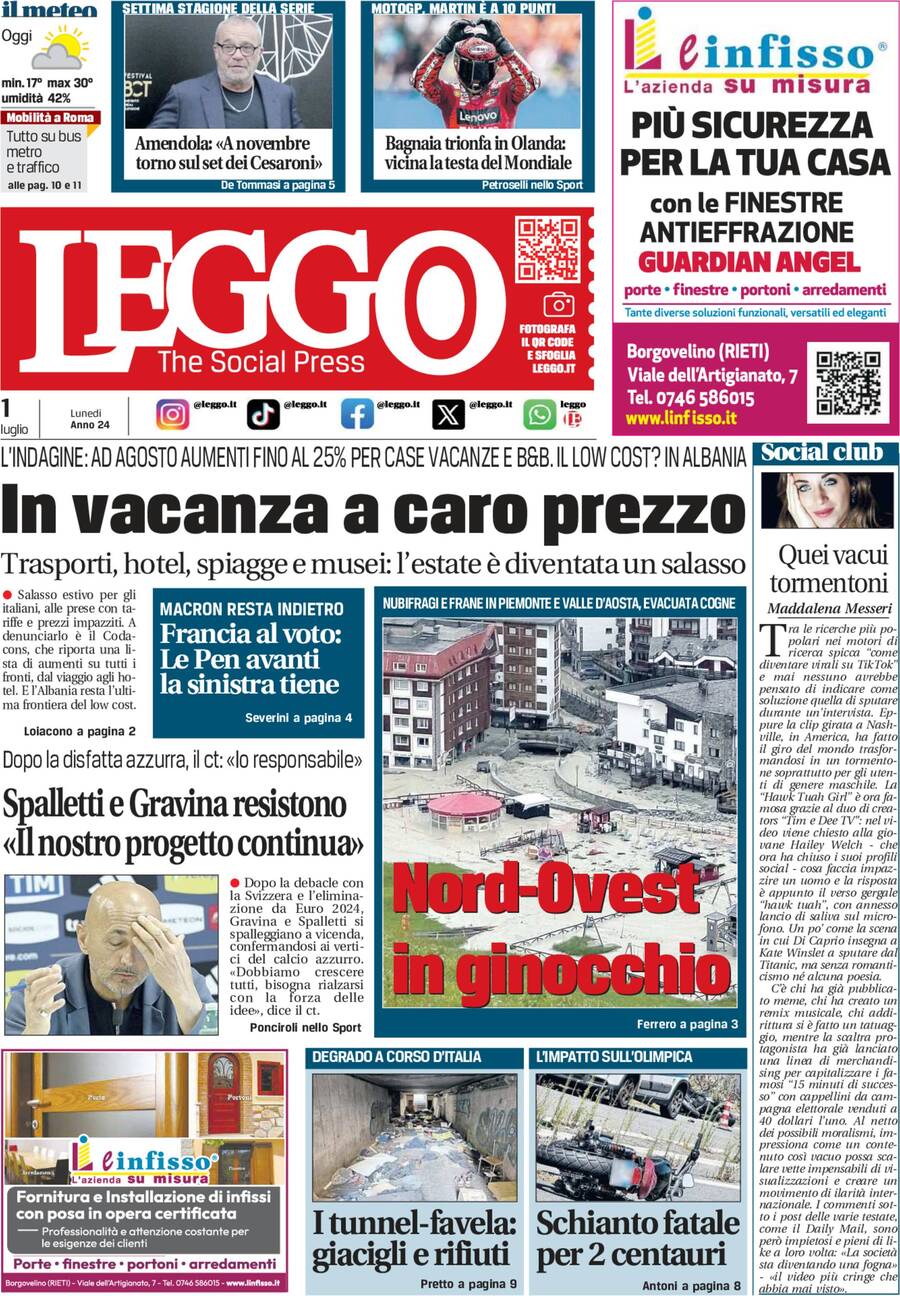 Prima-pagina-leggo-edizione-di-oggi-01-07-2024