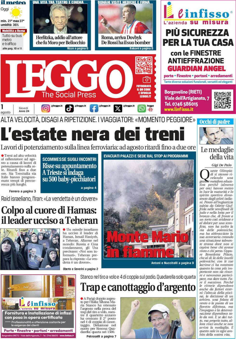 Prima-pagina-leggo-edizione-di-oggi-01-08-2024