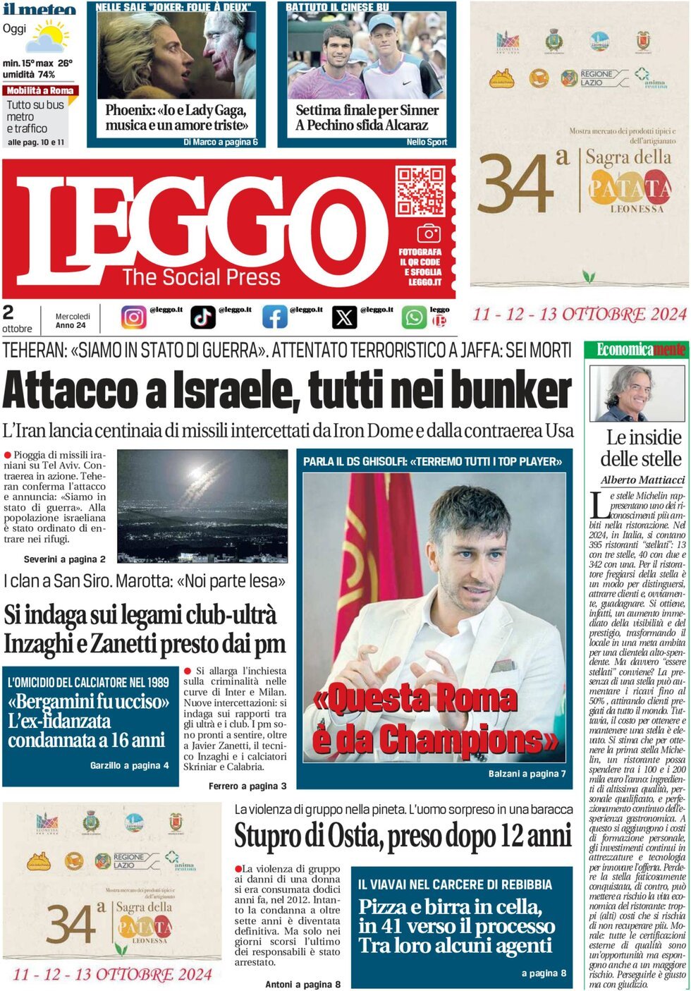 Prima-pagina-leggo-edizione-di-oggi-02-10-2024