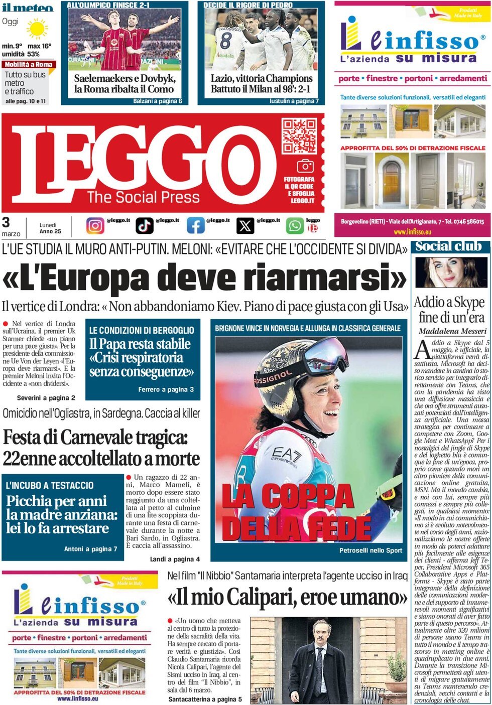 Prima-pagina-leggo-edizione-di-oggi-03-03-2025