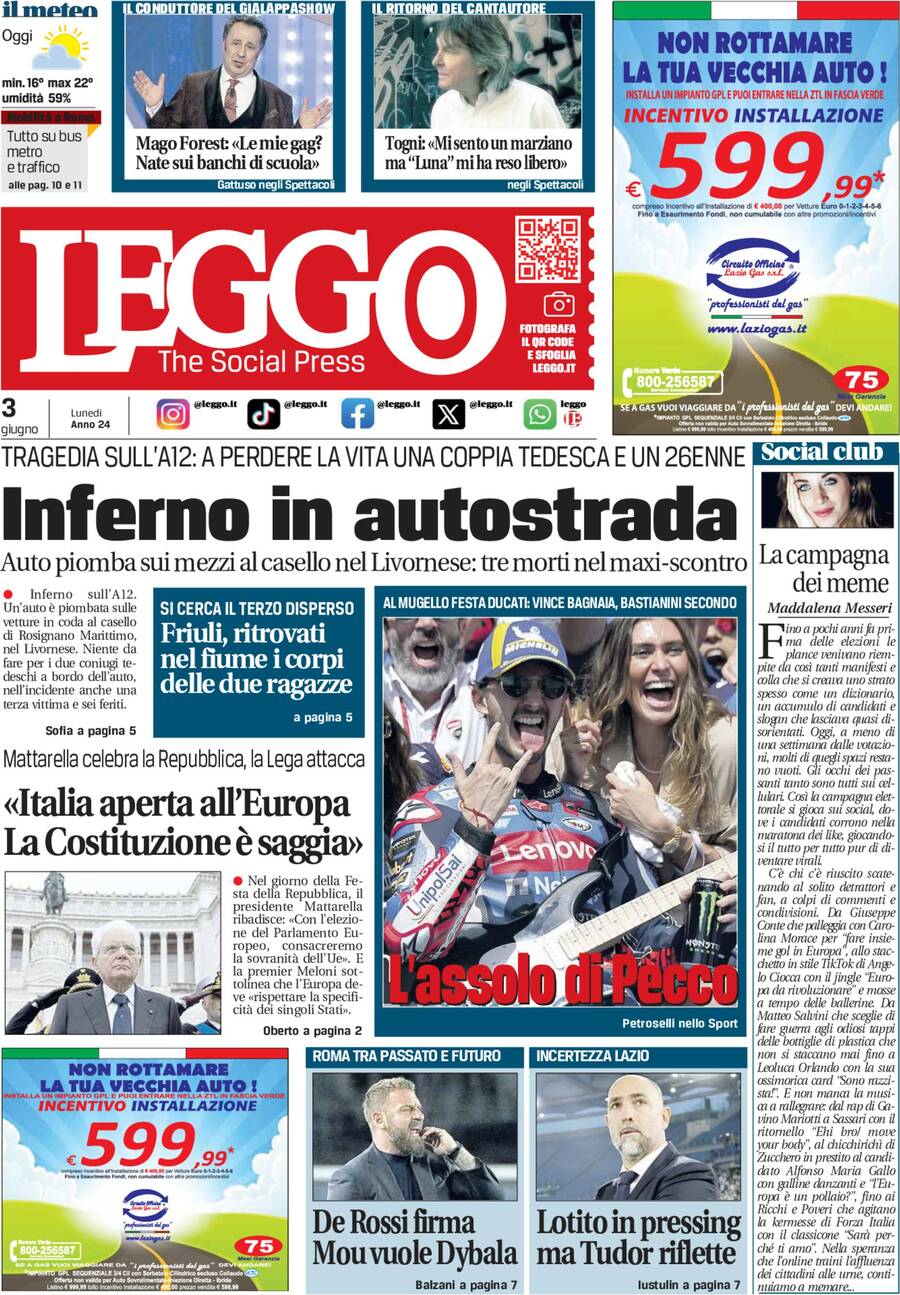 Prima-pagina-leggo-edizione-di-oggi-03-06-2024