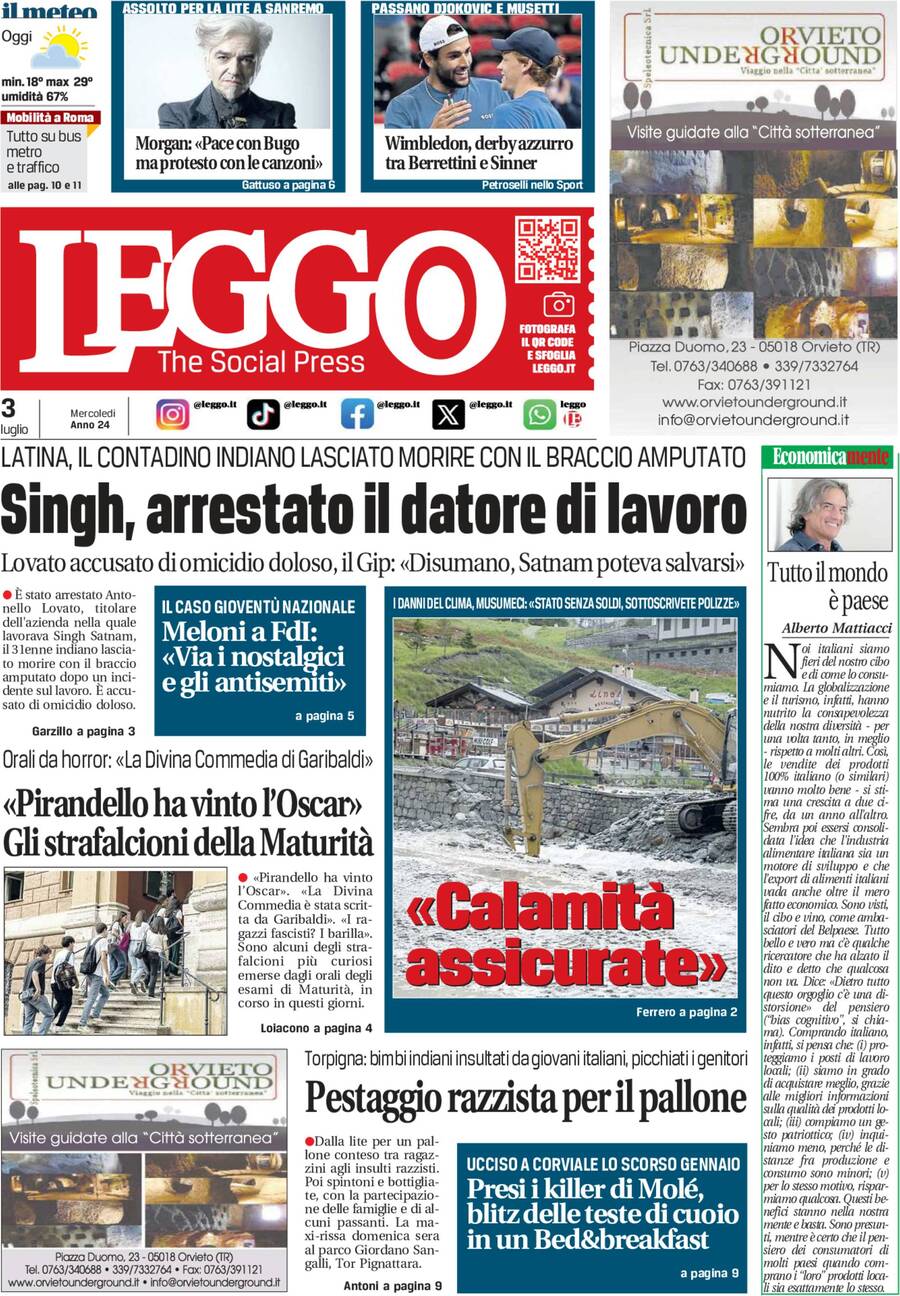 Prima-pagina-leggo-edizione-di-oggi-03-07-2024