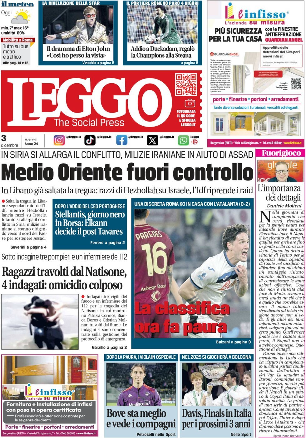 Prima-pagina-leggo-edizione-di-oggi-03-12-2024