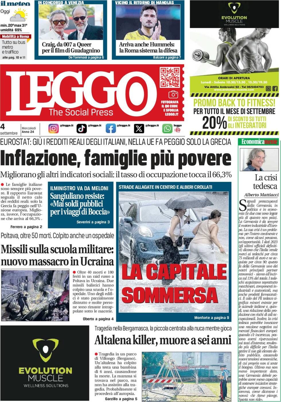 Prima-pagina-leggo-edizione-di-oggi-04-09-2024