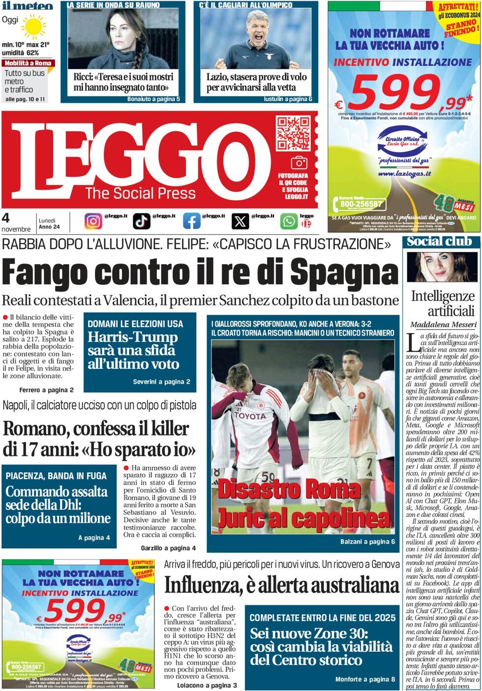 Prima-pagina-leggo-edizione-di-oggi-04-11-2024