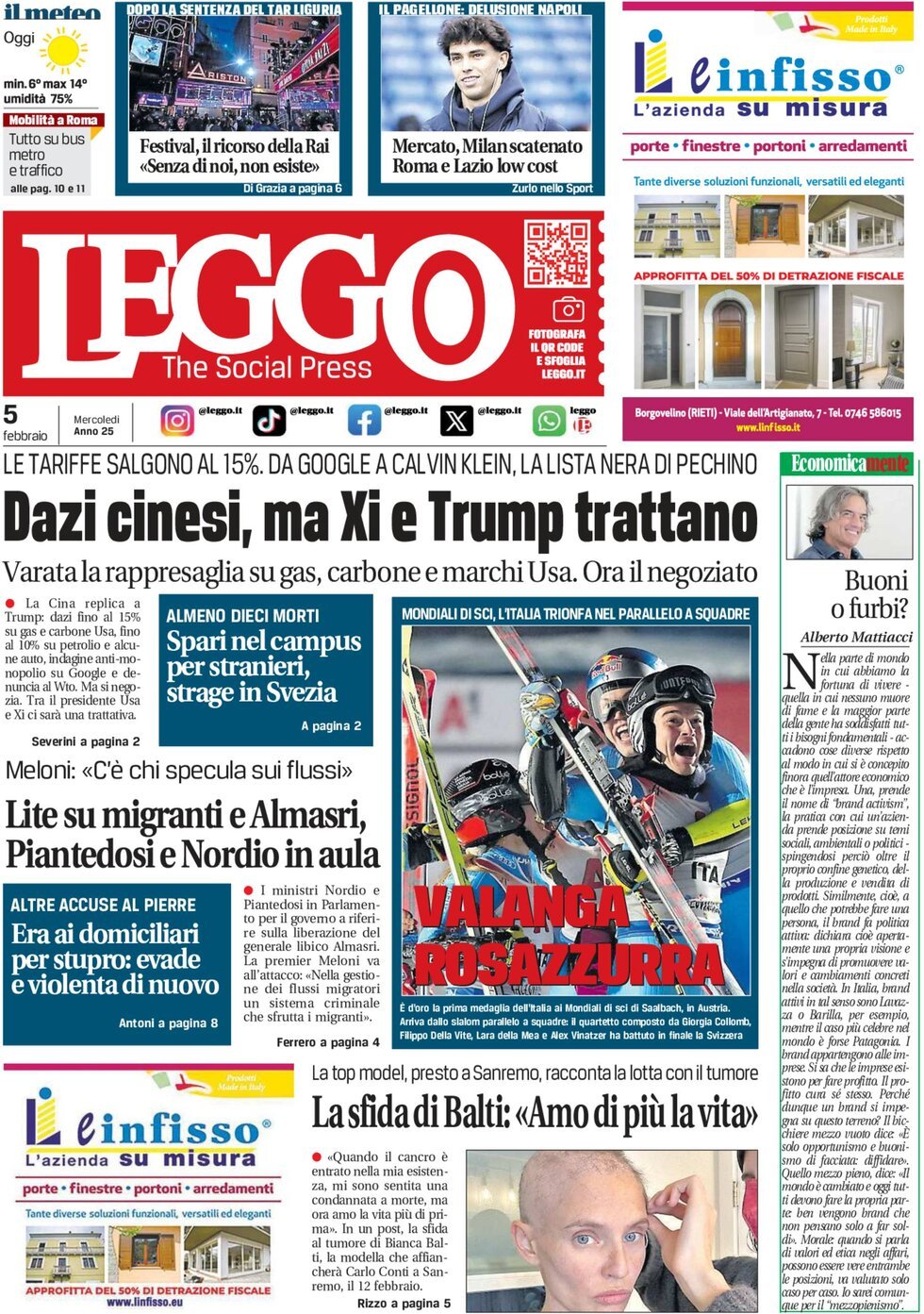 Prima-pagina-leggo-edizione-di-oggi-05-02-2025