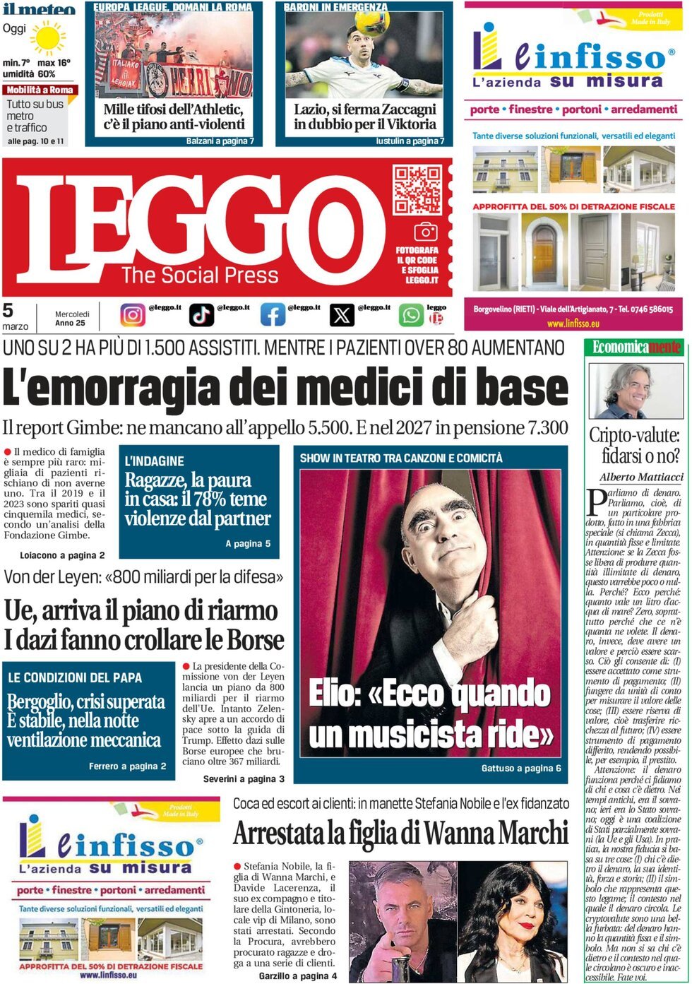 Prima-pagina-leggo-edizione-di-oggi-05-03-2025