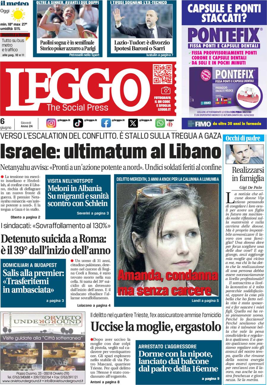 Prima-pagina-leggo-edizione-di-oggi-06-06-2024