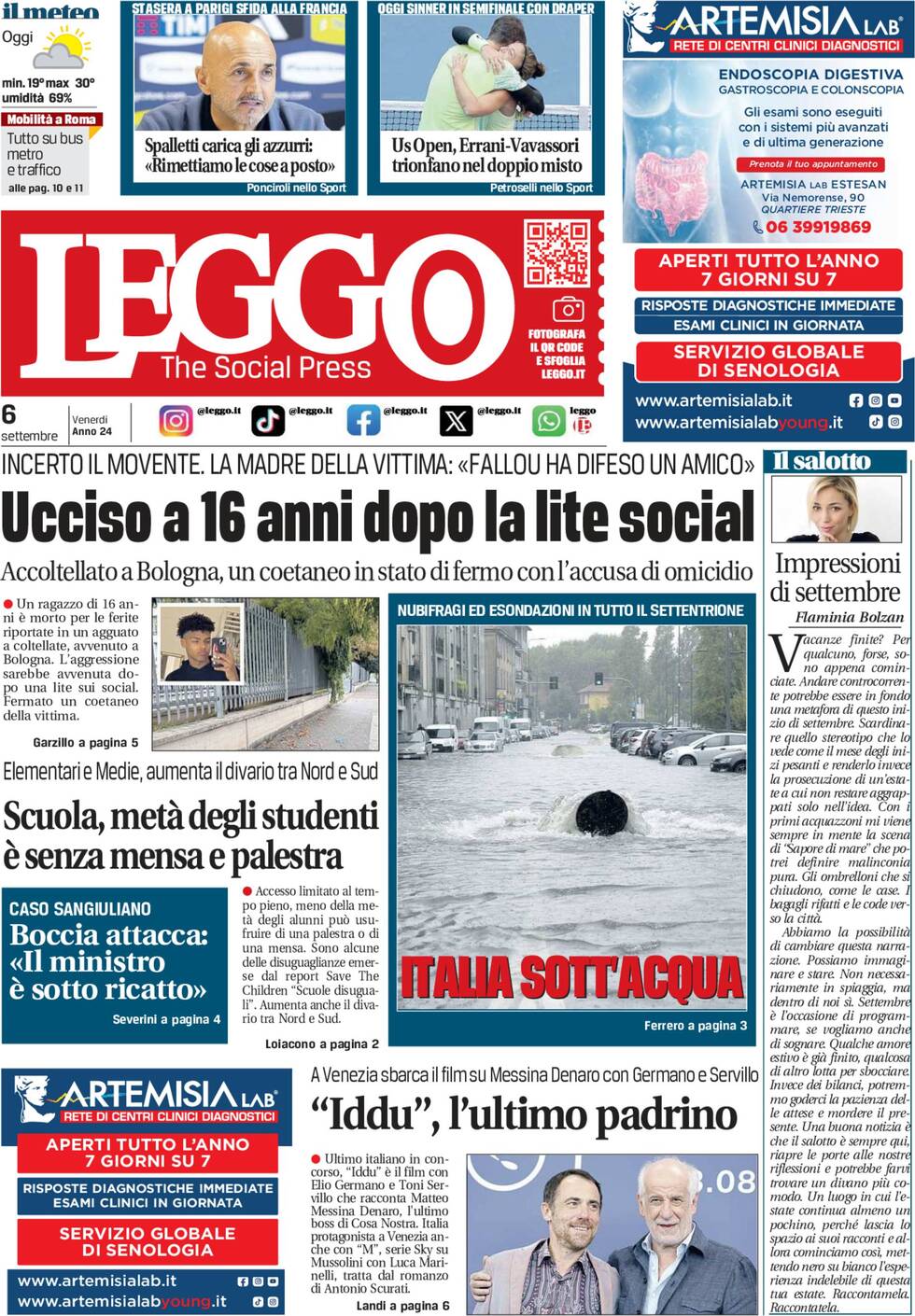 Prima-pagina-leggo-edizione-di-oggi-06-09-2024