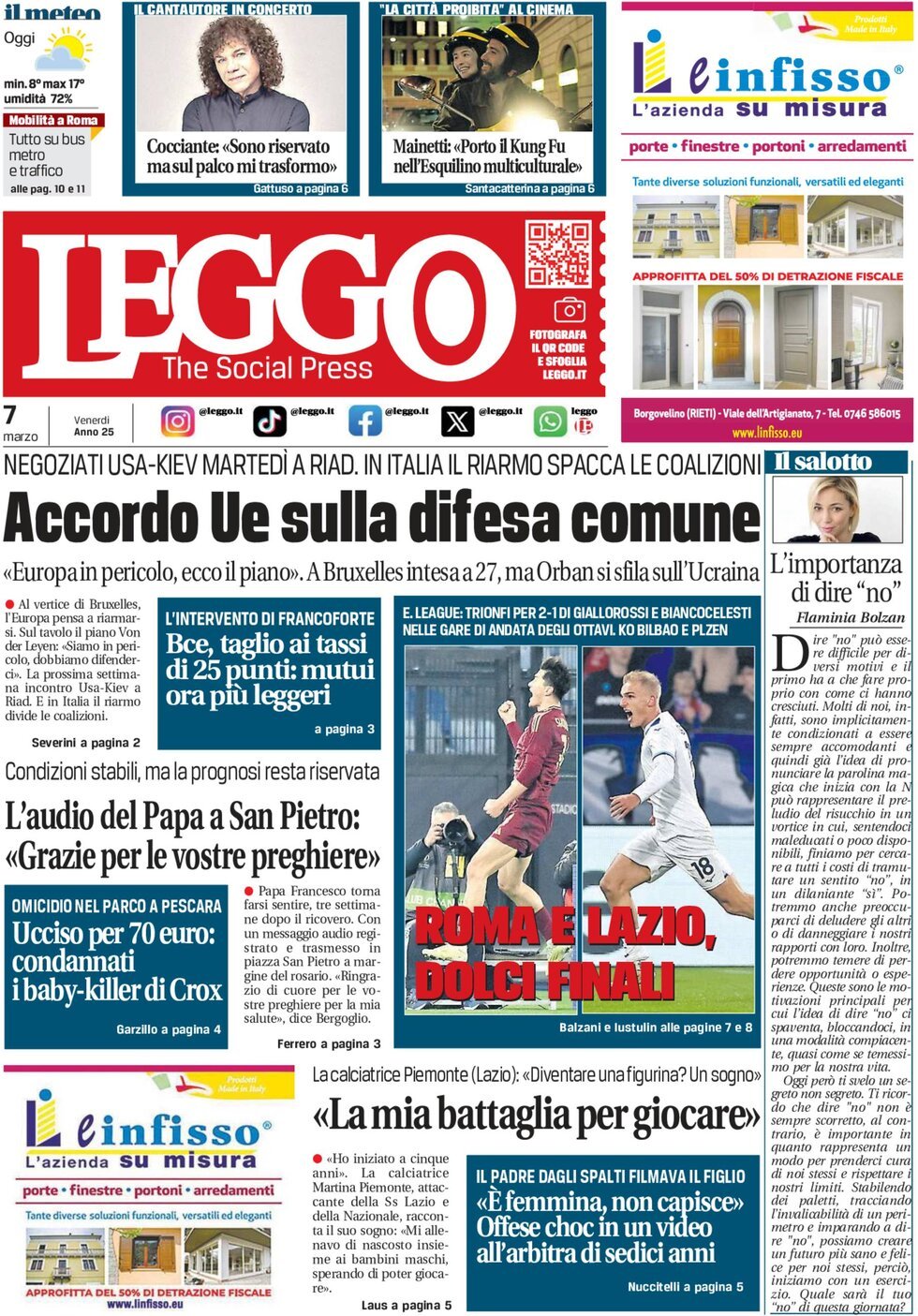 Prima-pagina-leggo-edizione-di-oggi-07-03-2025