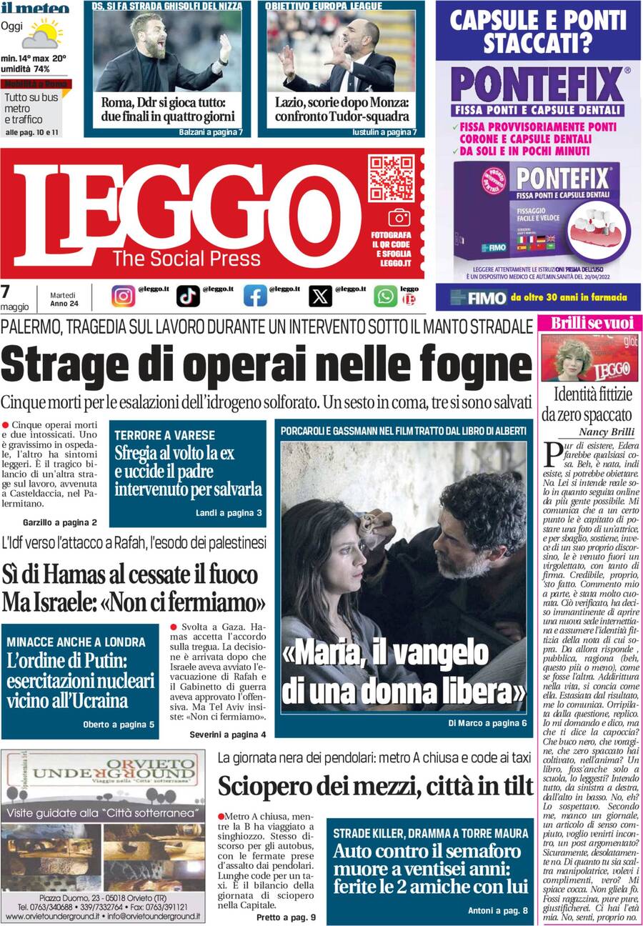 Prima-pagina-leggo-edizione-di-oggi-07-05-2024