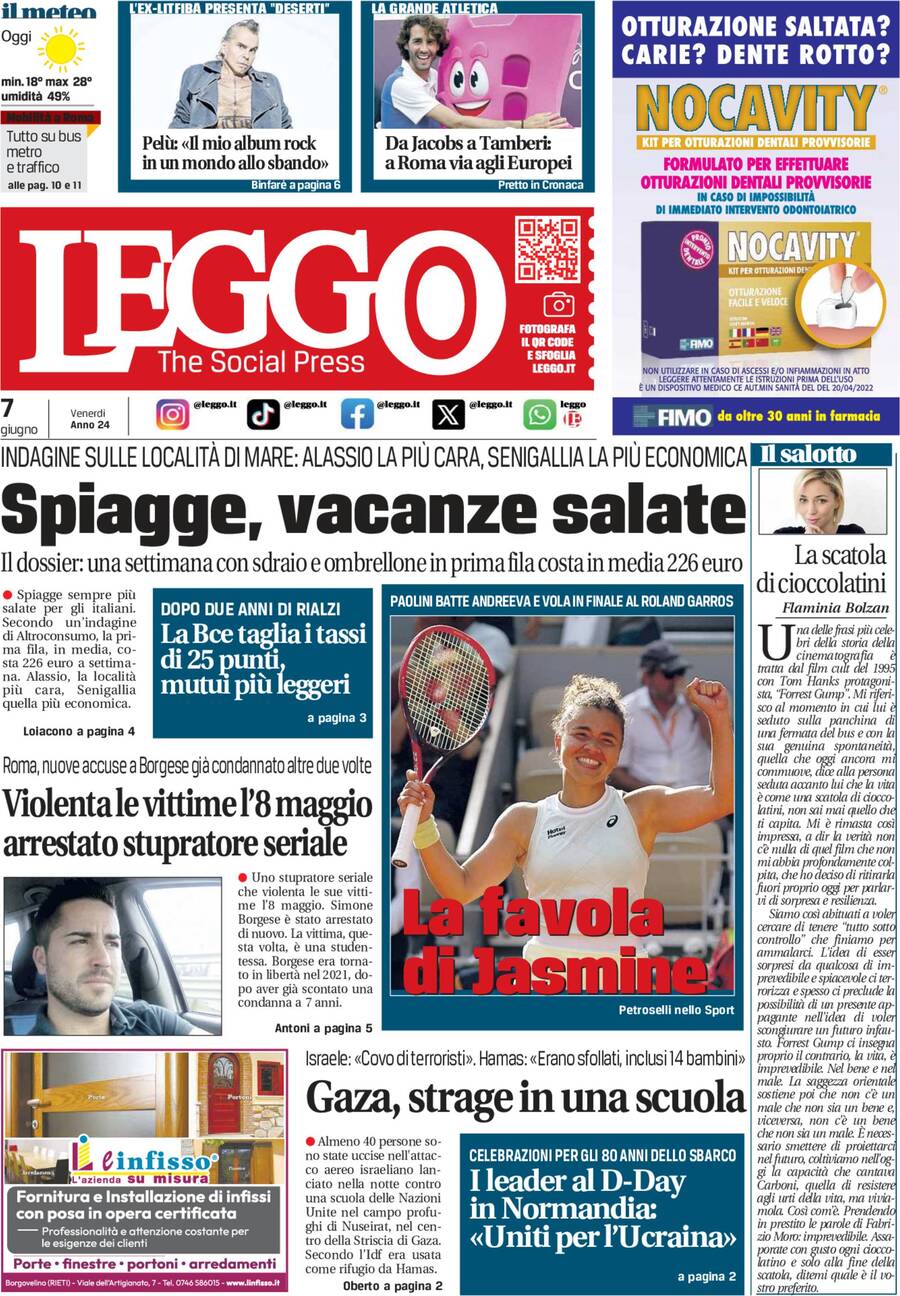 Prima-pagina-leggo-edizione-di-oggi-07-06-2024