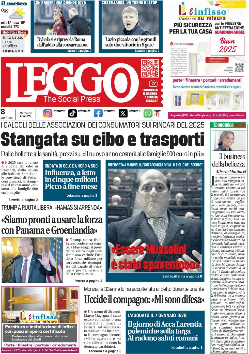 Prima-pagina-leggo-edizione-di-oggi-08-01-2025