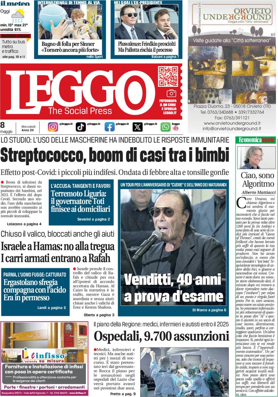 Prima-pagina-leggo-edizione-di-oggi-08-05-2024