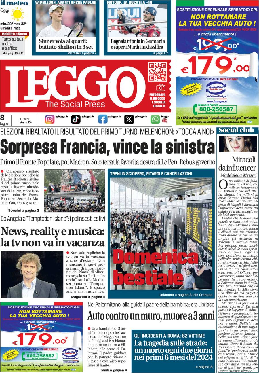 Prima-pagina-leggo-edizione-di-oggi-08-07-2024