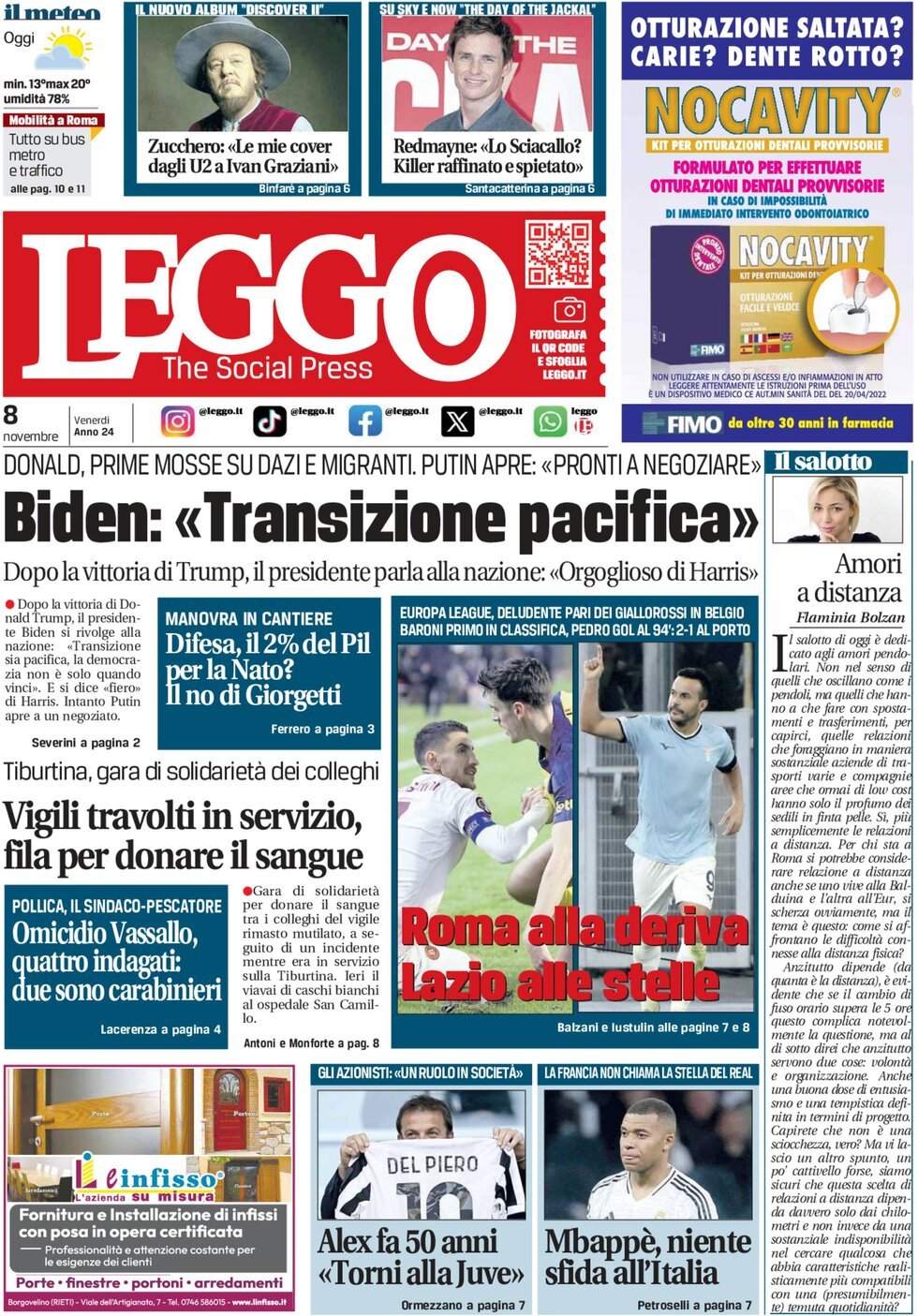 Prima-pagina-leggo-edizione-di-oggi-08-11-2024