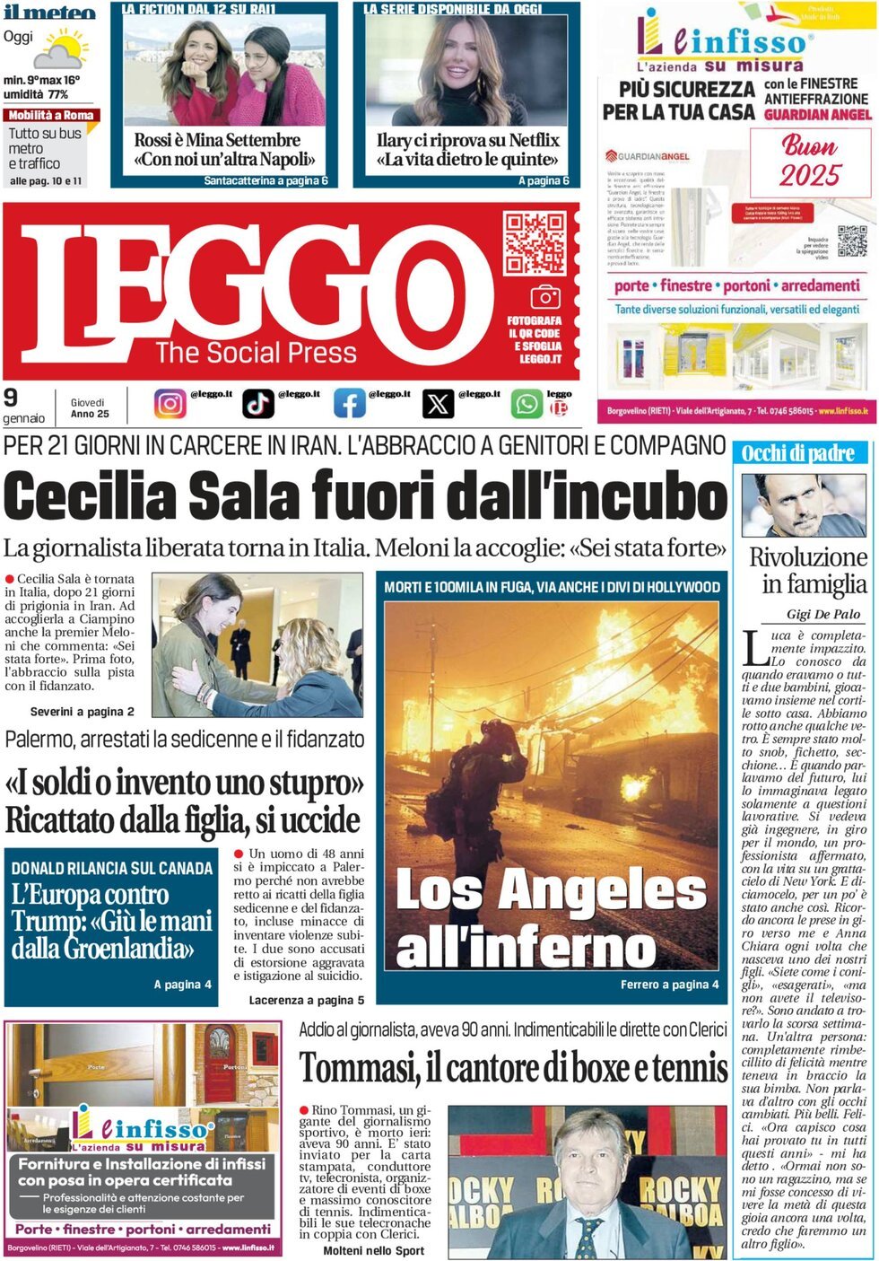 Prima-pagina-leggo-edizione-di-oggi-09-01-2025